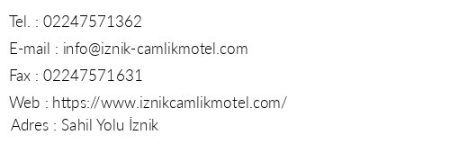 znik amlk Motel & Restaurant telefon numaralar, faks, e-mail, posta adresi ve iletiim bilgileri
